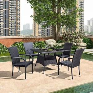 Ensemble <span class=keywords><strong>de</strong></span> table et chaises <span class=keywords><strong>de</strong></span> salle <span class=keywords><strong>à</strong></span> manger en acier et rotin PE, empilables, pour extérieur, hôtel, villa, patio, <span class=keywords><strong>jardin</strong></span> - <span class=keywords><strong>Prix</strong></span> <span class=keywords><strong>de</strong></span> gros - Product Image 4