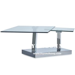 Tavolino da Caffè Moderno Rettangolare con Piano in Vetro Temperato e Base Girevole in Acciaio Inox, <span class=keywords><strong>Vendita</strong></span> Diretta dalla Fabbrica per <span class=keywords><strong>Casa</strong></span> e Villa - Product Image 3