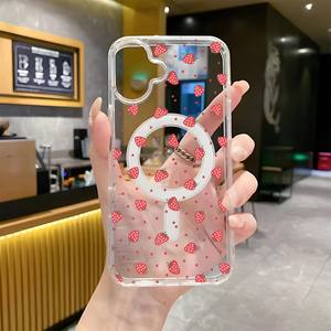 <span class=keywords><strong>Cargador</strong></span> Inalámbrico Magnético Transparente de Fresa para <span class=keywords><strong>iPhone</strong></span> 17 Air, <span class=keywords><strong>11</strong></span>, 12, 13 Pro, 14, 15, 16 Plus, Diseño de Moda para Mujer, Venta Caliente de Fábrica OEM - Product Image 4