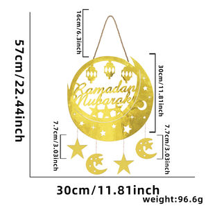 Ornement mural Ramadan, croissant de lune doré et étoile avec découpes de <span class=keywords><strong>château</strong></span> et de lanterne, décoration de porte pour la maison, festival islamique - Product Image 6