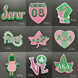 Sorority Patch Soror Sority Patch Soror Soree SkeeWee刺繍アイアンオンフェルト生地,1908用小型ピンク & グリーンジャケット用 - Product Image 4