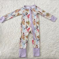 Romper Bayi Anak Unisex Rajutan Kain Kasual Musim Gugur Custom, Motif Barat Populer, Bahan Bambu 200-220gsm, Resleting Dua Arah