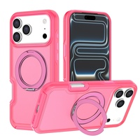 Casing Ponsel Transparan Berlapis Es dengan Bracket Putar 360 Derajat untuk iPhone 17 Pro Max Air 17Pro, Penyangga Magnetik Tak Terlihat, Anti Benturan