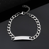 Bracelet en acier au titane minimaliste à la mode pour les couples Design géométrique bricolage avec étiquette incurvée Style tendance