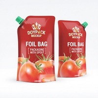 Pochette à bec verseur pour ketchup tomate, qualité alimentaire, avec bec refermable, pour emballage souple de liquides et pâtes