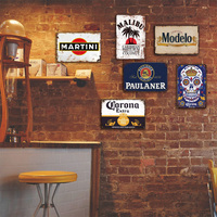 Juego de Letreros Metálicos Vintage de Cerveza, Ron y Licores, Decoración Retro para Pared de Bar, Pub, Hogar, Cueva del Hombre, Garaje