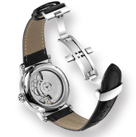 Conception et production en usine de montres mécaniques en acier de style affaires, avec calendrier, affichage de la puissance et mouvement à inertie, pour marques privées