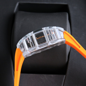 Montre mécanique de luxe sportive à bracelet en caoutchouc orange, boîtier en céramique transparente de haute qualité, cadran en cristal saphir, best-seller 2025 - Product Image 5