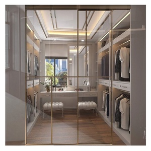 Tủ quần áo âm tường phòng ngủ, cửa trượt, thiết kế hiện đại với cửa kính khói, tủ quần áo walk-in, cửa giấu kín. - Product Image 2