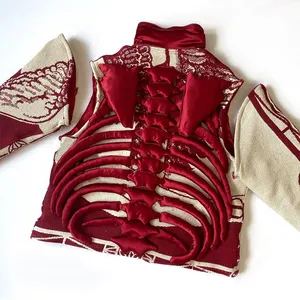 DIZNEW New Trend Boutique Clothing Jacquard Fabric Bomber Jacket Unisex Puffer Skeleton Collage Winter Jacket Custom Logo