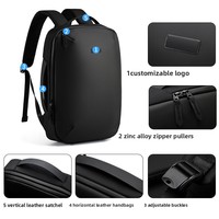 Sac à dos décontracté haut de gamme pour homme, imperméable, en polyester Oxford, grande capacité, avec bretelles à coussin d'air, fermeture éclair et fermoir, couleur unie