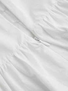 Elegante Abito <span class=keywords><strong>Midi</strong></span> <span class=keywords><strong>Bianco</strong></span> in Stile Francese, <span class=keywords><strong>Vestito</strong></span> da Donna con Scollo a V, Allacciatura Frontale, Bottoni, Vita Arricciata, Linea ad A, per Matrimoni e Feste - Product Image 6