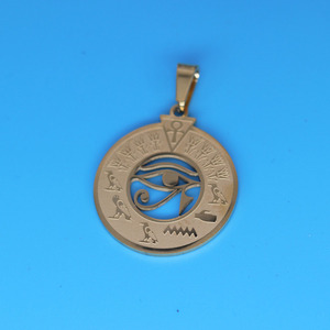 Jeroglíficos egipcios Horus ojo COLLAR COLGANTE personalizado grabado DIY Acero inoxidable chapado en oro accesorios de joyería al por mayor - Product Image 4