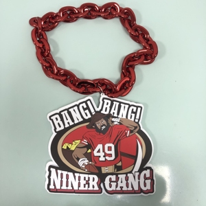 Collar de cadena grande con logo de equipo deportivo de EE. UU. para aficionados, estilo Hip Hop, collares de espuma <span class=keywords><strong>EVA</strong></span> 3D, cadenas de moda, joyería Bang 49 Niner Gang, venta al por mayor - Product Image 1