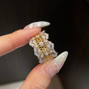 Aazuo – bague en dentelle de luxe en or jaune massif 18 carats avec diamants cultivés en laboratoire de 0,79 ct, style Vingae, pour femmes, pour banquets et soirées haut de gamme - Product Image 2