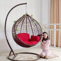 Fauteuil suspendu à bascule en rotin et fer forgé, design moderne, couleurs variées, pour extérieur, avec coussin imperméable, modèle 2026