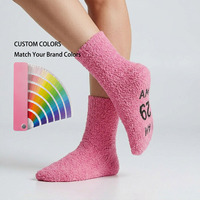 Chaussettes en peluche personnalisées avec logo, douces, moelleuses, confortables, pour l'hiver, chaussettes chaudes en microfibre, fabricant OEM ODM