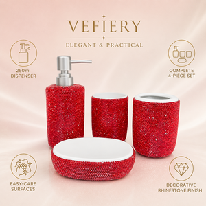 Ensemble de salle de bain en strass : Distributeur de savon, porte-brosse à dents, porte-savon, gobelet – Accessoires brillants pour coiffeuse, maison, cadeau - Product Image 6