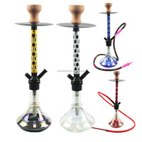 Set de Narguile con Diseño de Telaraña Colorida - 1 Tubo de Aluminio con Base de Vidrio Transparente para Salón de Shisha / Bar de Narguile