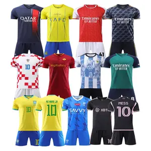 Grosir set jersey pakaian sepak bola kualitas tinggi kustom cetak seragam sepak bola set kaus sepak bola anak-anak