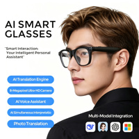 Kacamata Pintar AI Premium dengan Konektivitas WiFi 4, Asisten Suara AI, Kamera 8MP, Perlindungan Pengisian Daya, Terjemahan AI, Kacamata Pintar