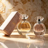 Vente en gros de flacons vaporisateurs en verre pour parfum, étanches, avec couvercle en acrylique sérigraphié, rubans, boîte cadeau personnalisée, capacité 30ml 50ml 100ml