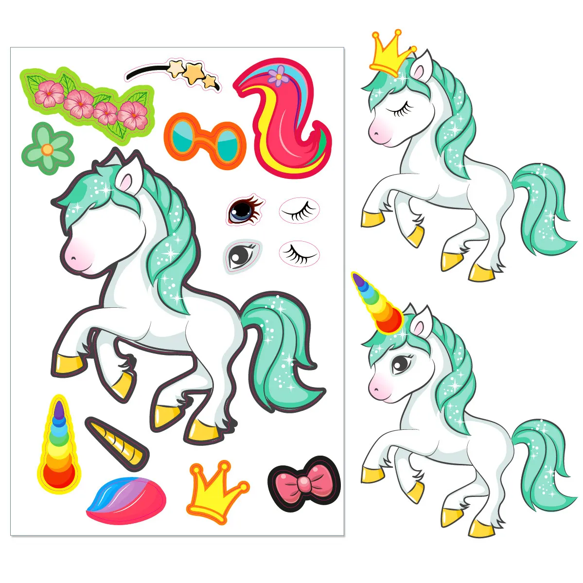 Phantasie DIY Tier Gesicht ändern frühe Bildung Paste Einhorn Dressup Aufkleber Kind Fokus Entwicklung Spielzeug machen ein Gesicht Aufkleber