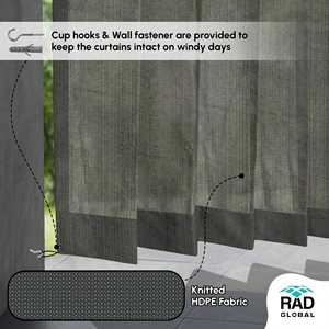 Outdoor Loop Curtain 150 GSM MM Grey with Contemporary Charcoal Tones for Sophisticated Outdoor Privacy - Product Image 5