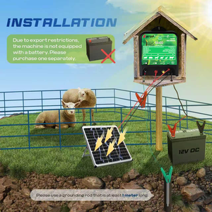 Électrificateur de clôture <span class=keywords><strong>solaire</strong></span> 4J 70KM / Alimentation par batterie <span class=keywords><strong>solaire</strong></span> pour clôture électrique spéciale ferme, utilisation extérieure pour bovins, moutons, chèvres - Product Image 4