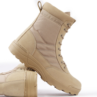 Bottes tactiques mi-mollet pour hommes, fermeture éclair latérale et lacets, doublure en maille respirante, bottes d'entraînement légères pour l'extérieur