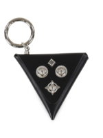 Porte-clés triangulaire en cuir personnalisé, mini portefeuille, breloque de sac avec fermeture à pression