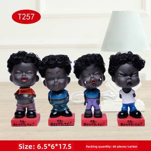 Poupée en caoutchouc noire de dessin animé à tête oscillante (Joyeuse, Triste, En colère) pour le commerce transfrontalier, décoration de chambre de maternité et ornements de voiture - Product Image 2