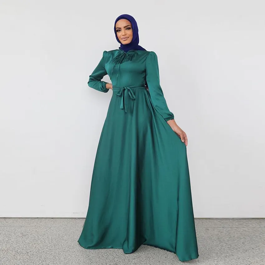 New Arrival High Quality Plus Size Islamic Clothing Ladies Long Sleeve Chiffon Long Dress Elegant Muslim Dress