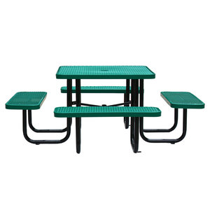 Ngoài trời thương mại vuông thép Dã Ngoại bảng với băng ghế dự bị bên ngoài nhà hàng Heavy Duty kim loại bàn ăn vườn Patio cafe bảng - Product Image 3