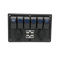 PANEL DE INTERRUPTOR DE 6 VÍAS Precableado CON ENCHUFES DE 50A 4X4 TOMA DE ACCESORIO PANEL DE INTERRUPTOR DE MONTAJE ILUMINADO DUAL USB