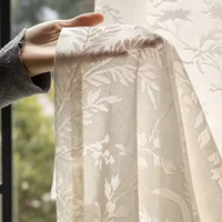 Voilage Jacquard à Motifs Feuilles, Semi-Transparent, Filtrant la Lumière Doucement, pour Décoration Intérieure Maison et Hôtel