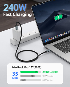 SUNGUY USB <b>C</b> 240W 5A Fast <b>Charging</b> <b>Cable</b> USB Data Power <b>Cable</b> Charger chargeur de téléphone for Mobile Phone Latop and Car Use - Product Image 2