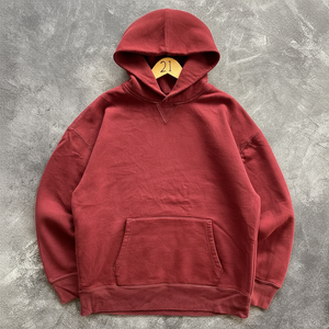 Custom Produce Surdimensionné Hommes sweat à capuche uni marron 80% Coton 20% polyester Casual Trendy Basic Hoodies Retro Pullover Streetwear - Product Image 1