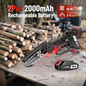 Tronçonneuse 20V sans fil 2-en-1 avec longue perche pour la coupe du bois et mini-tronçonneuse CS-150TSET, scie à perche sans fil, mini-tronçonneuse CS- - Product Image 4