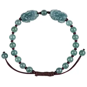 Natural Jadeite Pi xiu woven bracelet blue water kind of jadeite Women's jewelry original design SL57