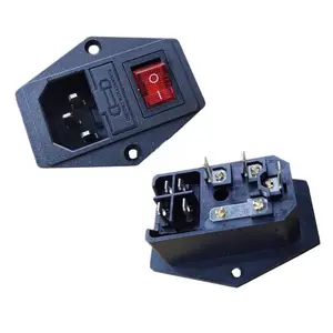 AC power socket with rocker switch and fuse