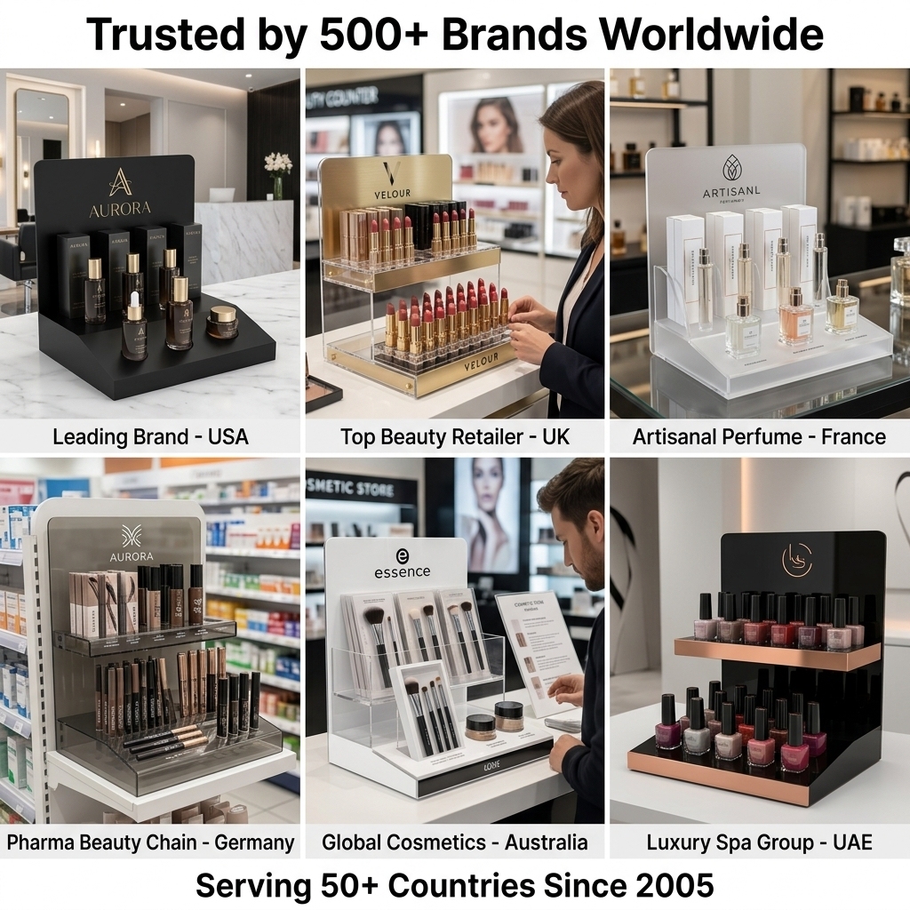Custom Acrylic Cosmetic Display Stand Countertop Makeup Organizer Lipstick Eyeliner Pencil Rack Retail POS Showcase Logo Stand — view 6