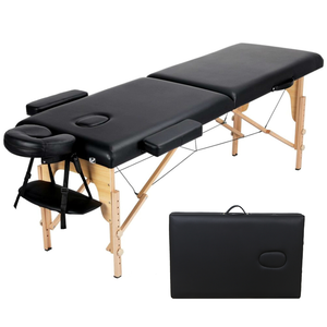 Foldable Massage Table <b>Portable</b> Beauty <b>Bed</b> Wooden PU Massage Couch with Carry Case for Salon Travel - Product Image 1