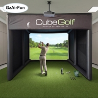 Tente de simulateur de golf mobile gonflable personnalisée avec support de projecteur, cage d'entraînement de golf commerciale pour événements