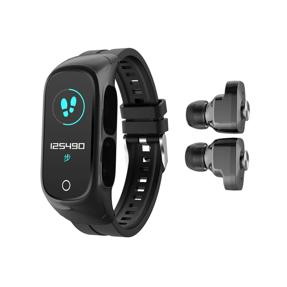 High quality hot selling 2 in 1 waterproof reloj smartwatch N8 smart watch with earbuds earphone