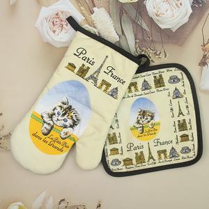 Gants de four de cuisine personnalisables à motif de <span class=keywords><strong>chat</strong></span> mignon de la tour de Paris - Product Image 2