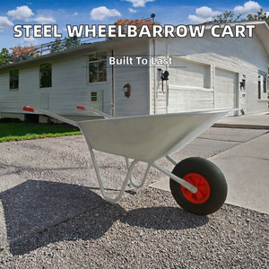 Chariot à main pneumatique en acier galvanisé robuste pour la construction, l'agriculture et le jardinage, capacité de charge de 90 lb - Product Image 2