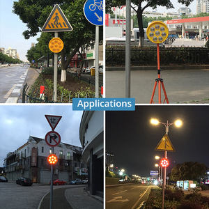 Verkehrs sicherheit LED Verkehrs warnsignal Wasserdicht Gelb Rot Bernstein Blitz Blinkende Solarenergie Sonnenblume Warnleuchte - Product Image 4