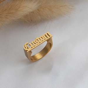 Cincin Nama Pribadi Ukiran DIY Baja Anti Karat, Perhiasan Kustom, Hadiah Unik, Model Terbaru, Diskon Besar - Product Image 6