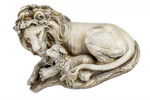 Statue de jardin en résine grise, grande résine, animaux, Lion <span class=keywords><strong>et</strong></span> d'agneau, grand 20 pouces, pièce de finition - Product Image 4